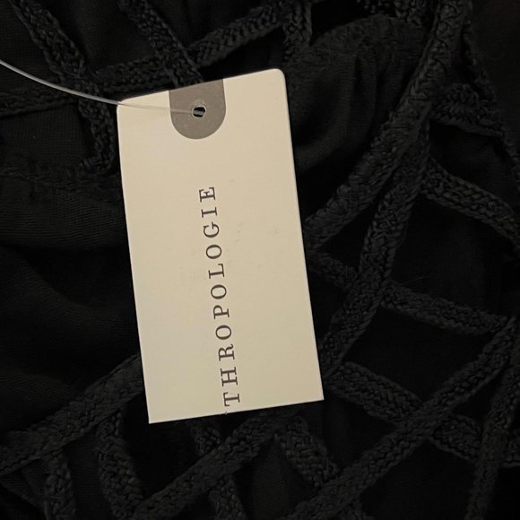 Anthropologie Medium Black Caged Detail 1/2 Sleeve Top NEW WITH TAGS - Picture 6 of 8